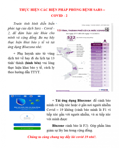THỰC HIỆN CÁC BIỆN PHÁP PHÒNG BỆNH SARS – COVID - 2