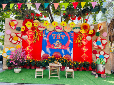 Trường Mầm non Hoa Mai tham gia hội thi trang trí  văn phòng trụ sở cơ quan trường học, khu phố Mừng Đảng mừng Xuân Quý Mão năm 2023