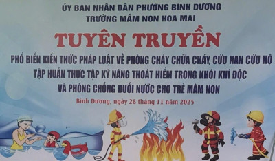 TRƯỜNG MẦM NON HOA MAI TỔ CHỨC TUYÊN TRUYỀN VÀ PHỔ BIẾN KIẾN THỨC PHÁP LUẬT VỀ PCCC VÀ CNCH – TẬP HUẤN, THỰC HÀNH KỸ NĂNG THOÁT HIỂM TRONG KHÓI KHÍ ĐỘC VÀ PHÒNG CHỐNG ĐUỐI NƯỚC CHO TRẺ