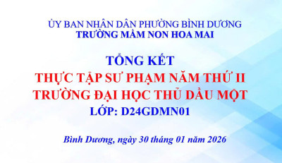 TRƯỜNG MẦM NON HOA MAI TỔ CHỨC LỄ TỔNG KẾT THỰC TẬP SƯ PHẠM NĂM 2 - TRƯỜNG ĐẠI HỌC THỦ DẦU MỘT NĂM HỌC 2025-2026.