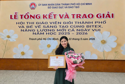 Trường Mầm non Hoa Mai chúc mừng cô Trần Thị Bích Trâm đạt giải Nhất Hội thi “Giáo viên dạy giỏi” cấp Thành phố năm học 2025–2026