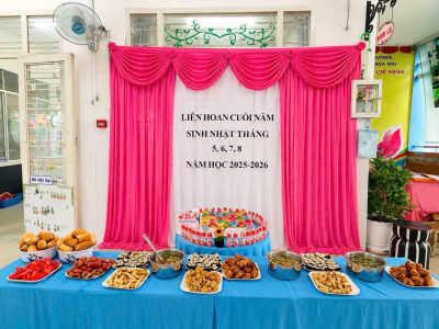TRƯỜNG MẦM NON HOA MAI TỔ CHỨC TIỆC BUFFET CUỐI NĂM VÀ MỪNG SINH NHẬT CÁC BÉ THÁNG 5, 6, 7, 8