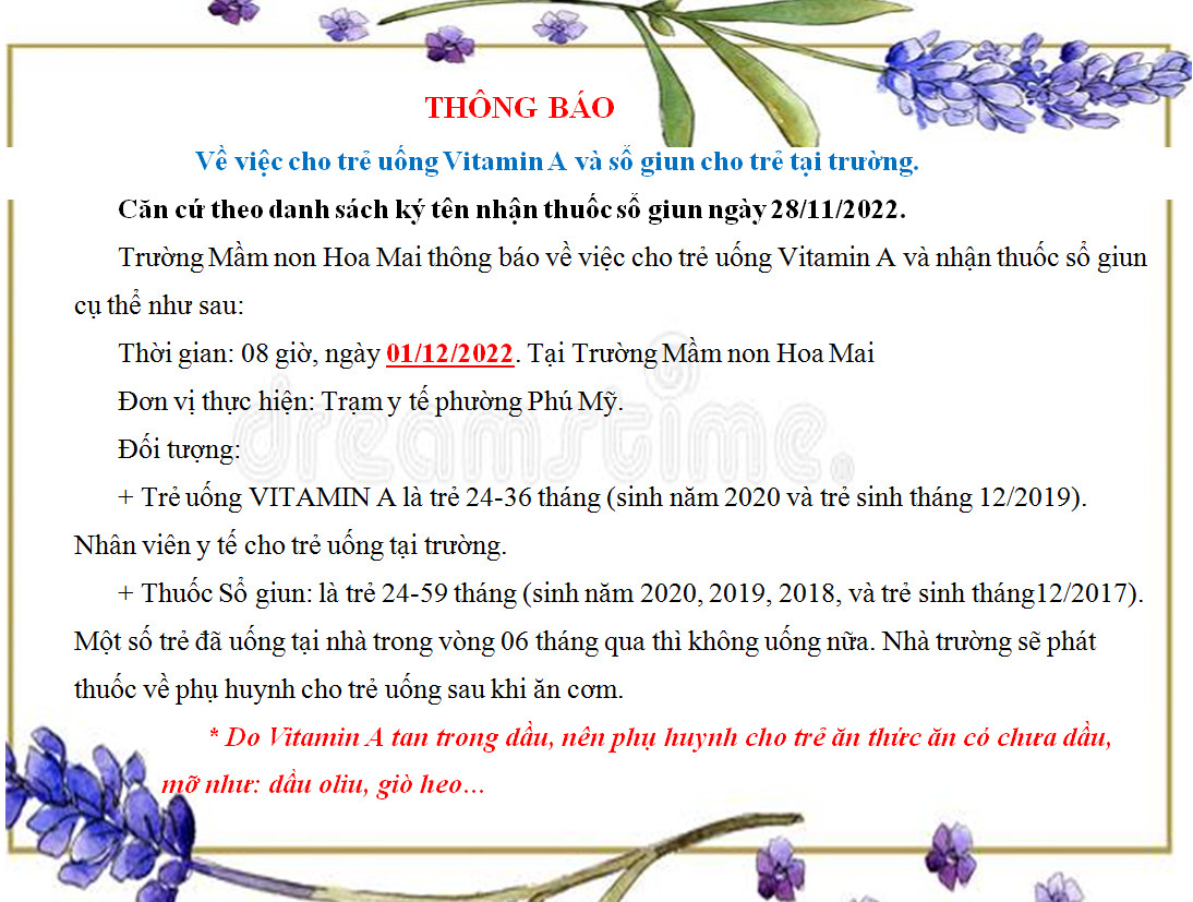 THÔNG BÁO