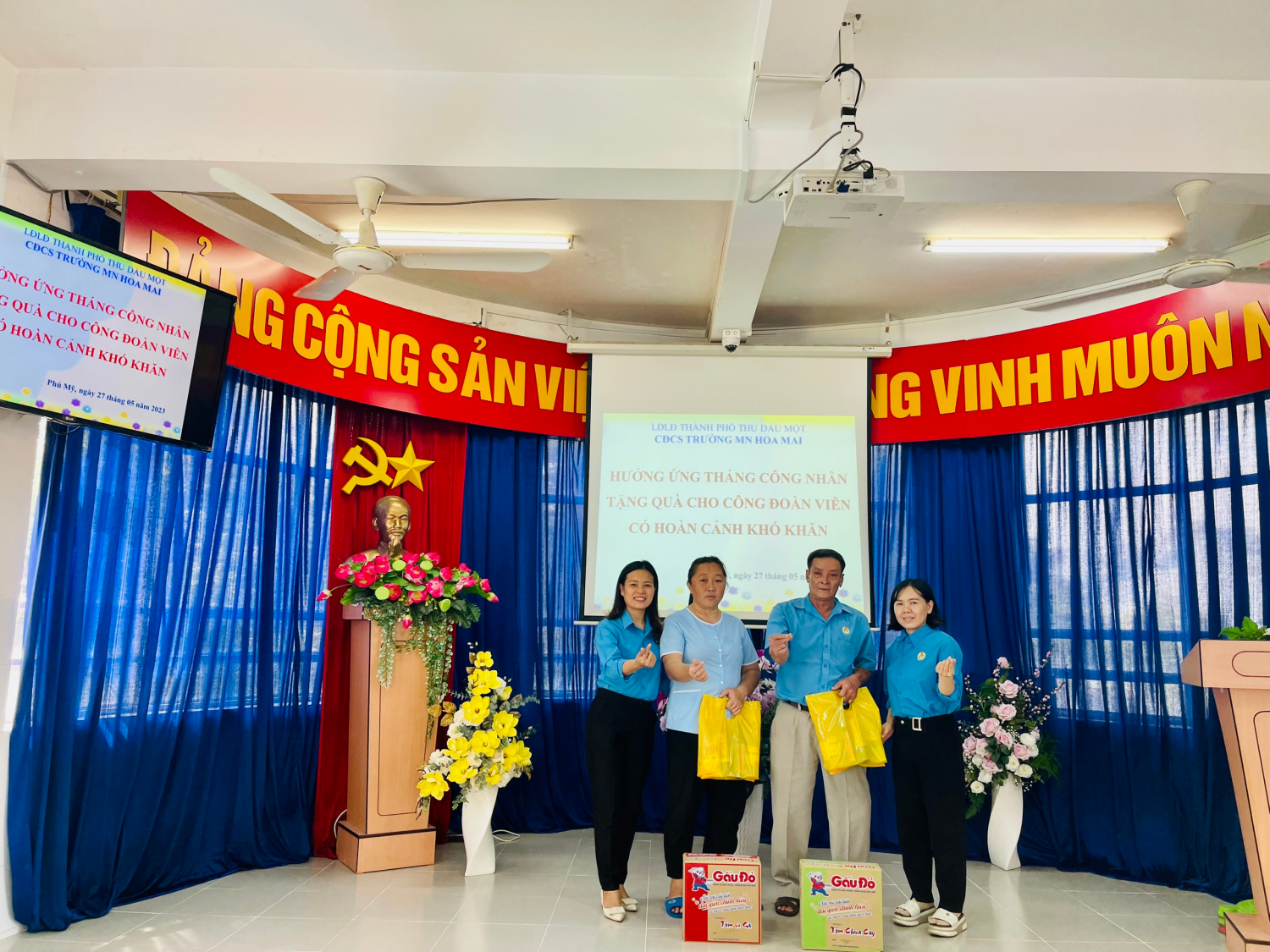 CĐCS Trường Mầm Non Hoa Mai Với mong muốn động viên, khích lệ cho CĐV có hoàn cảnh khó khăn vui vẻ trong dịp Tháng Công nhân năm 2023.