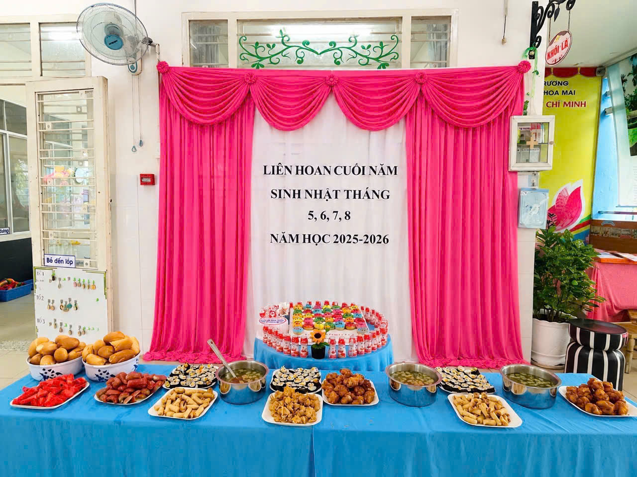 TRƯỜNG MẦM NON HOA MAI TỔ CHỨC TIỆC BUFFET CUỐI NĂM VÀ MỪNG SINH NHẬT CÁC BÉ THÁNG 5, 6, 7, 8